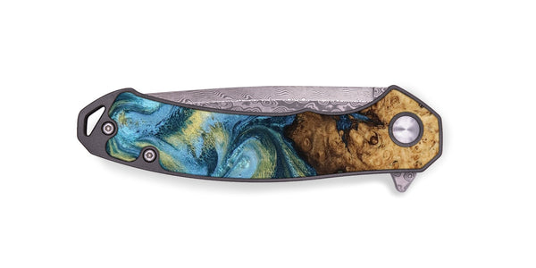 EDC Wood Pocket Knife - Dudley (Teal & Gold, 818787)