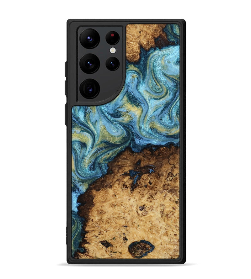 Galaxy S22 Ultra Wood Phone Case - Dudley (Teal & Gold, 818787)