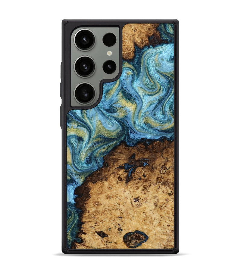Galaxy S24 Ultra Wood Phone Case - Dudley (Teal & Gold, 818787)