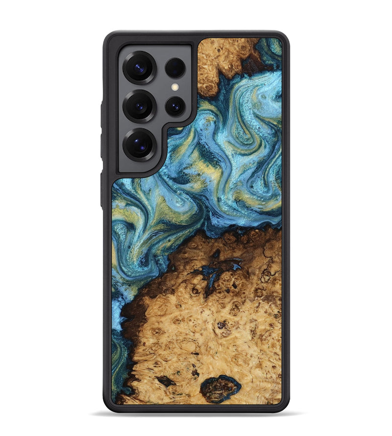 Galaxy S25 Ultra Wood Phone Case - Dudley (Teal & Gold, 818787)