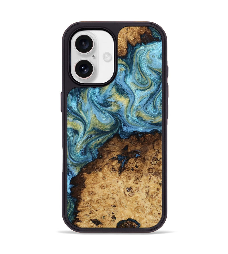 iPhone 17 Wood Phone Case - Dudley (Teal & Gold, 818787)