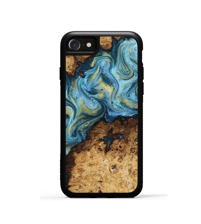 iPhone SE Wood Phone Case - Dudley (Teal & Gold, 818787)