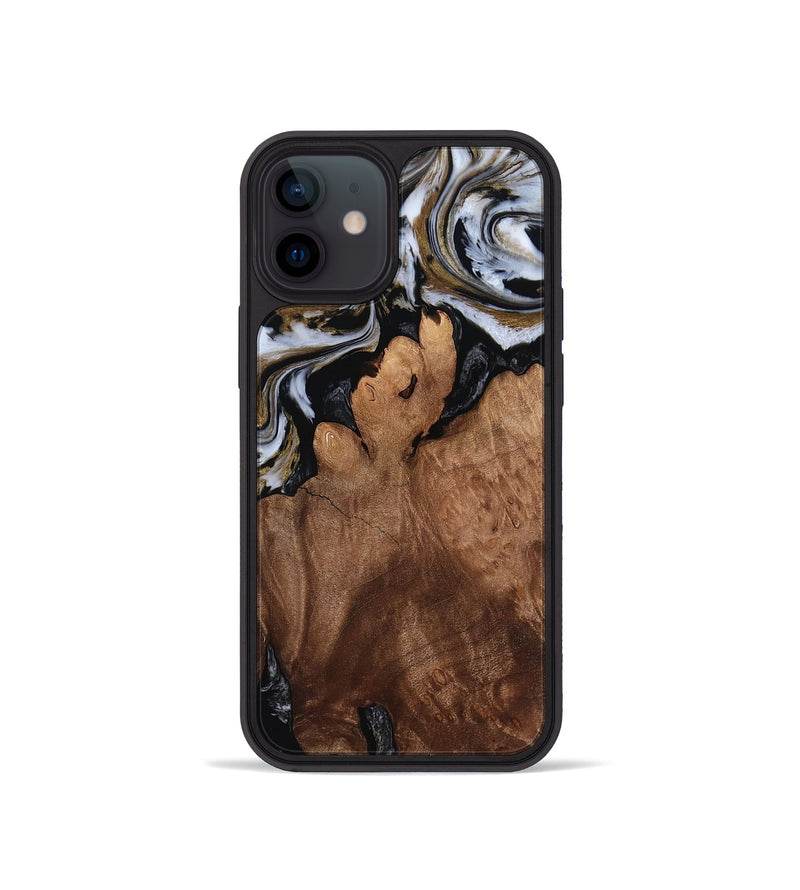 iPhone 12 mini Wood Phone Case - Kayli (Black & White, 818794)