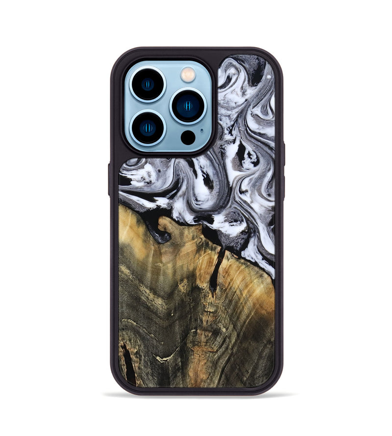 iPhone 14 Pro Wood Phone Case - Wynter (Black & White, 818795)