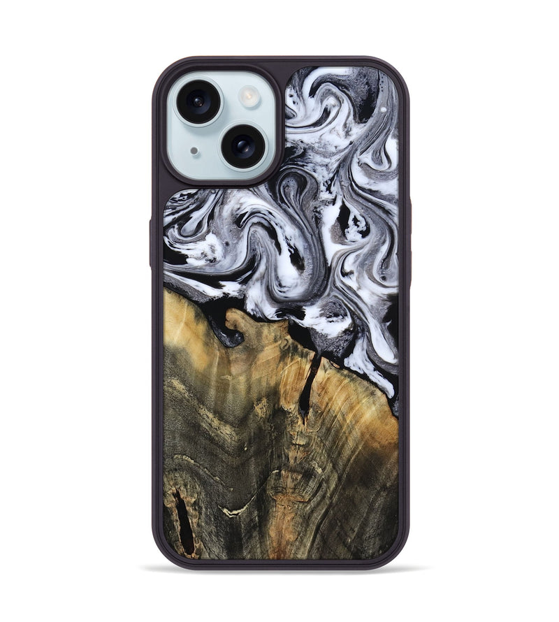 iPhone 15 Wood Phone Case - Wynter (Black & White, 818795)
