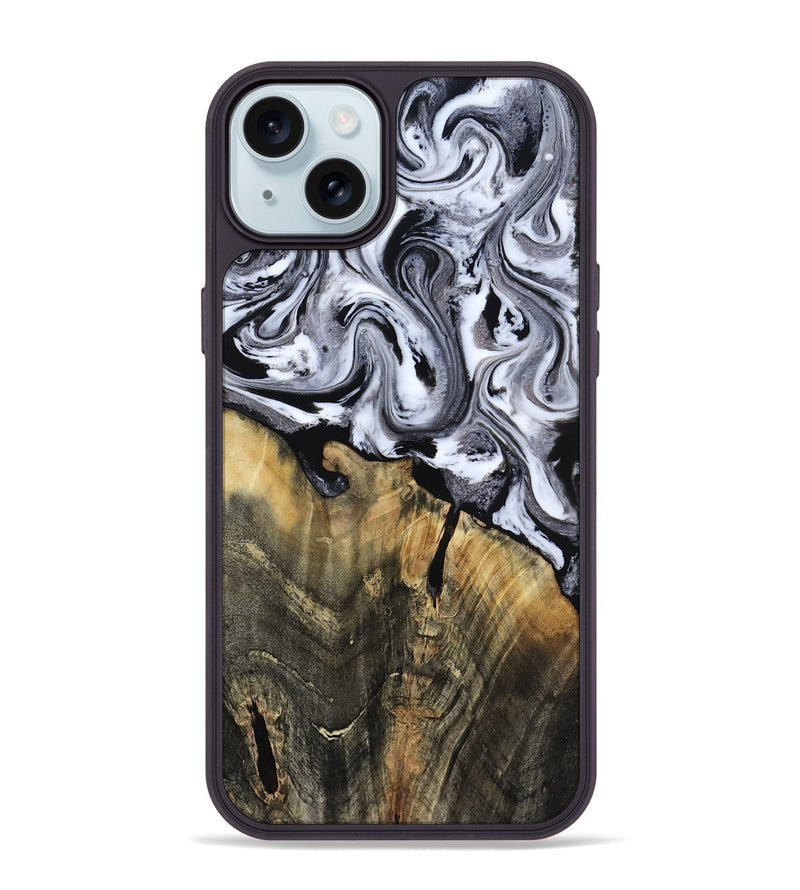 iPhone 15 Plus Wood Phone Case - Wynter (Black & White, 818795)