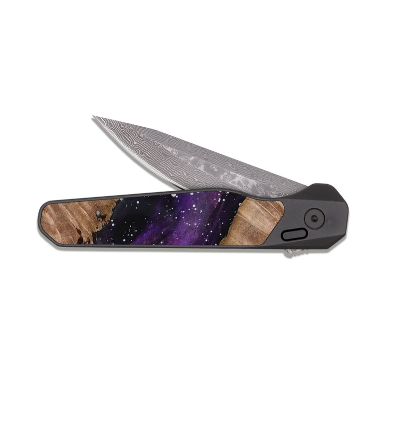EDC Dark Damascus Wood Pocket Knife - Linda (Cosmos, 818821)