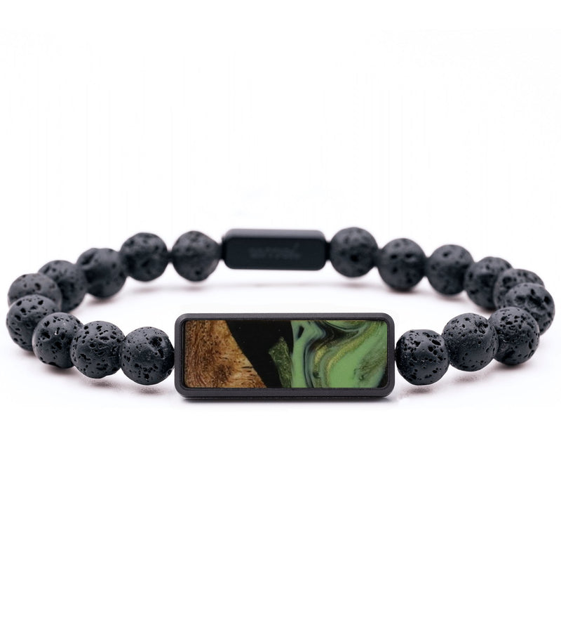 Lava Bead Wood Bracelet - Dahlia (Green, 818846)