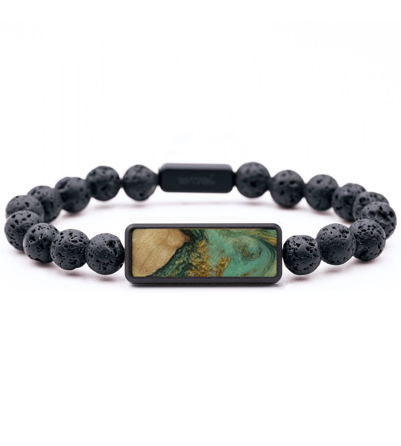Lava Bead Wood Bracelet - Chad (Green, 818848)