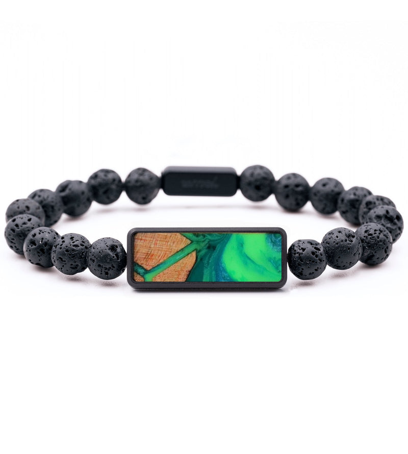 Lava Bead Wood Bracelet - Joan (Green, 818852)