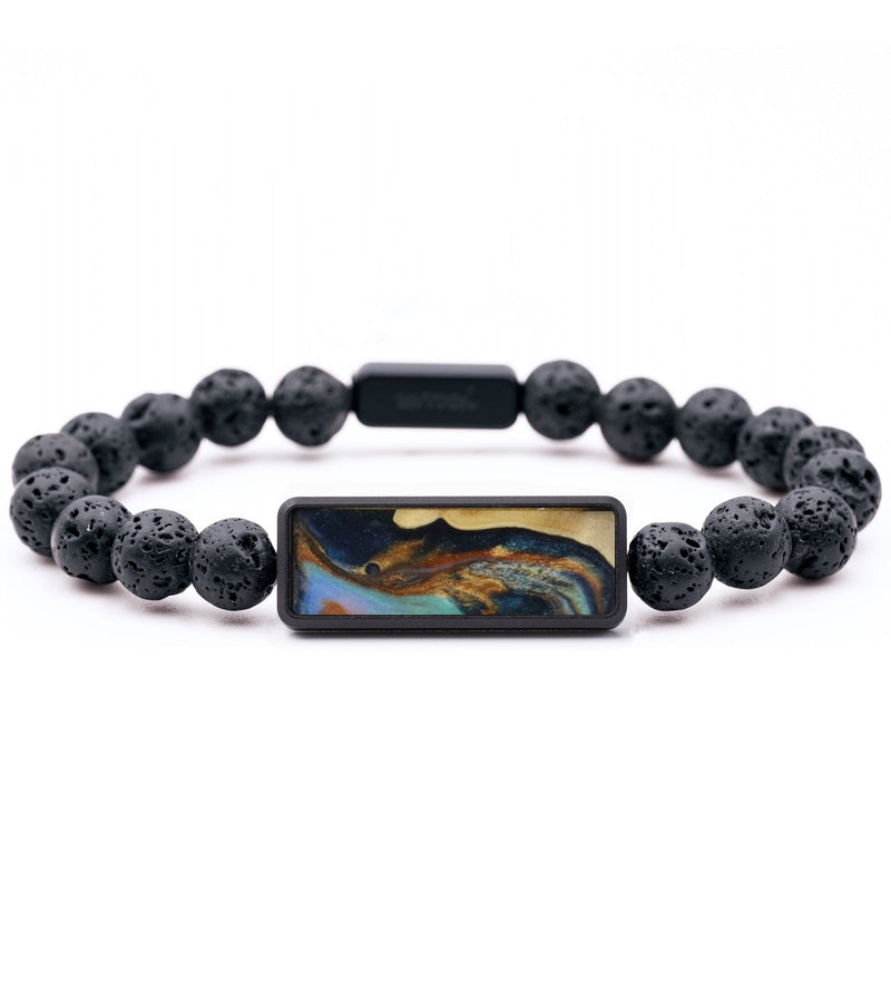 Lava Bead Wood Bracelet - Lamont (Teal & Gold, 818860)