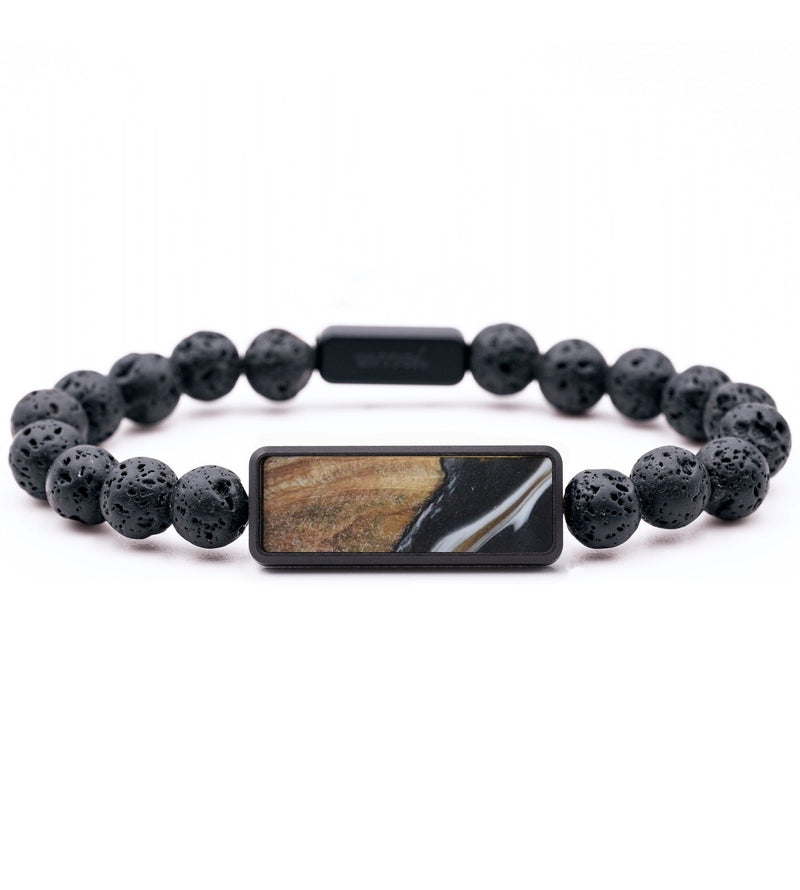 Lava Bead Wood Bracelet - Cadence (Black & White, 818880)