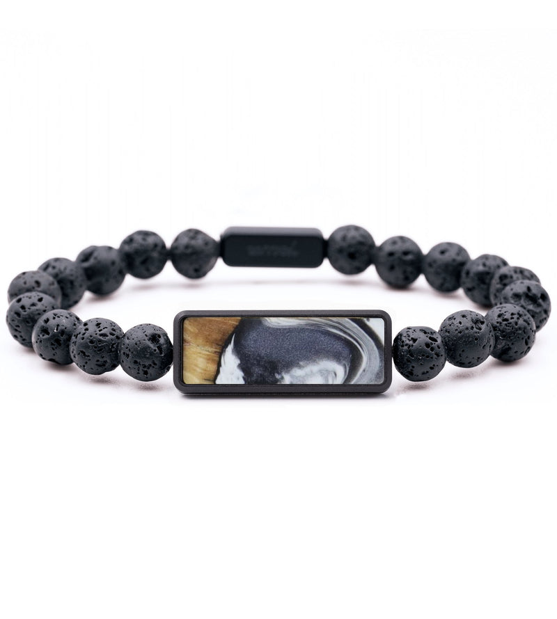 Lava Bead Wood Bracelet - Dallas (Black & White, 818890)
