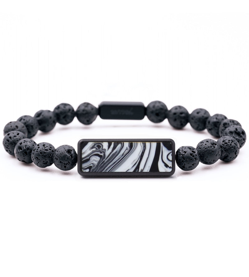Lava Bead ResinArt Bracelet - Savannah (Black & White, 818893)