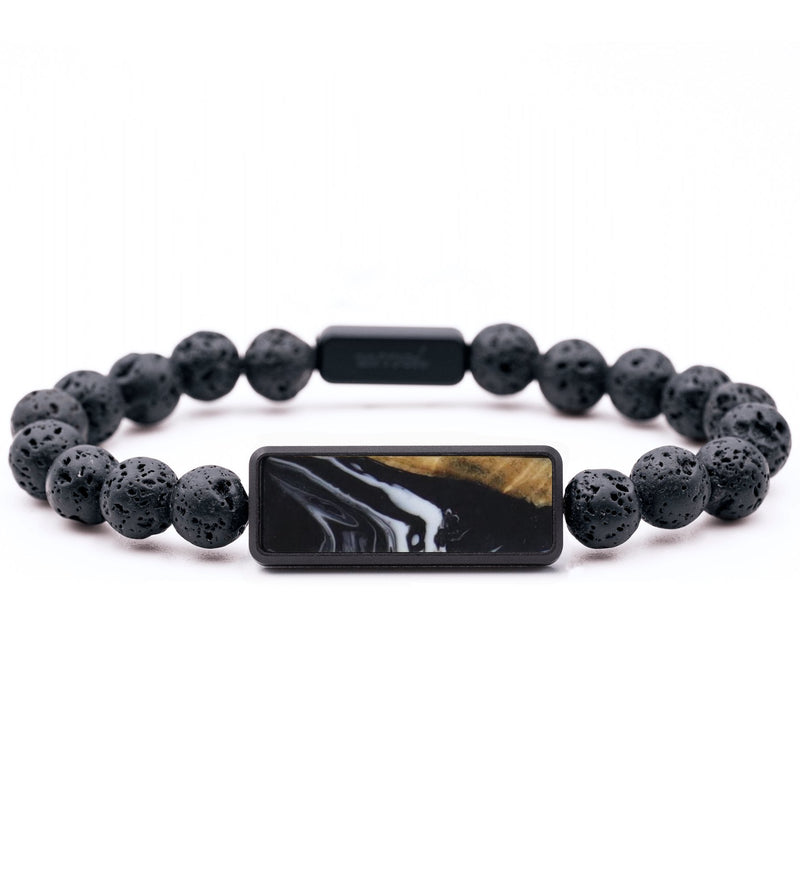 Lava Bead Wood Bracelet - Kaitlin (Black & White, 818894)