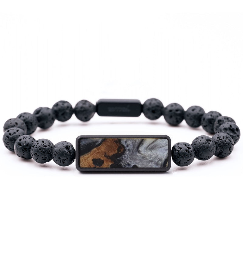 Lava Bead Wood Bracelet - Kyleigh (Black & White, 818895)