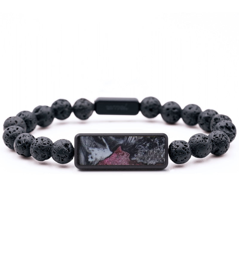 Lava Bead Wood Bracelet - Mattie (Black & White, 818901)