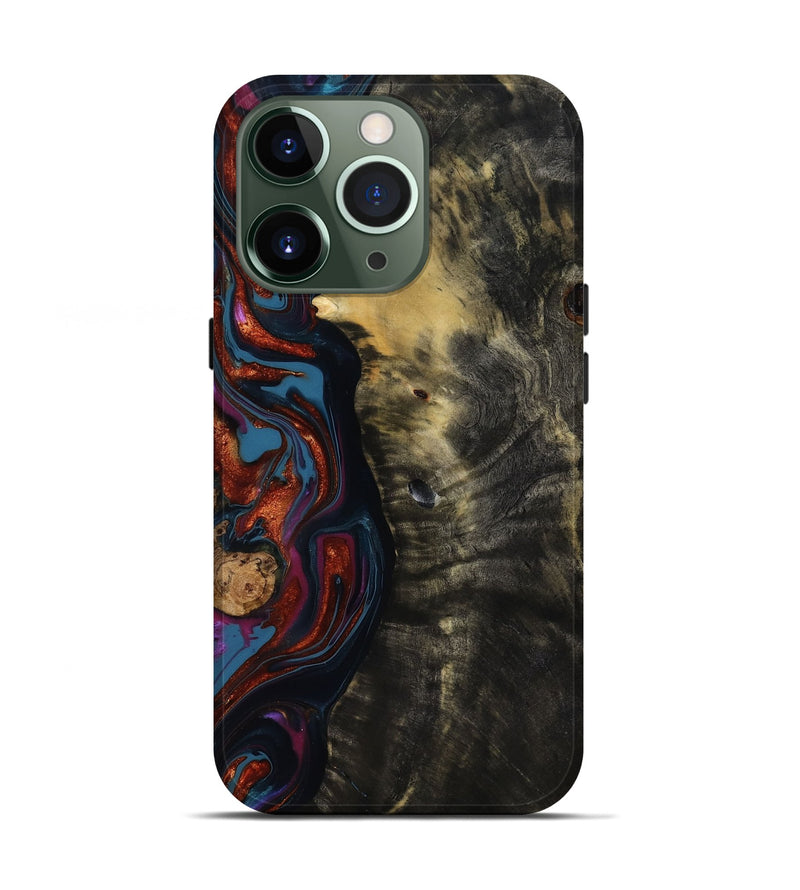 iPhone 13 Pro Wood Live Edge Phone Case - Michele (Blue, 818918)