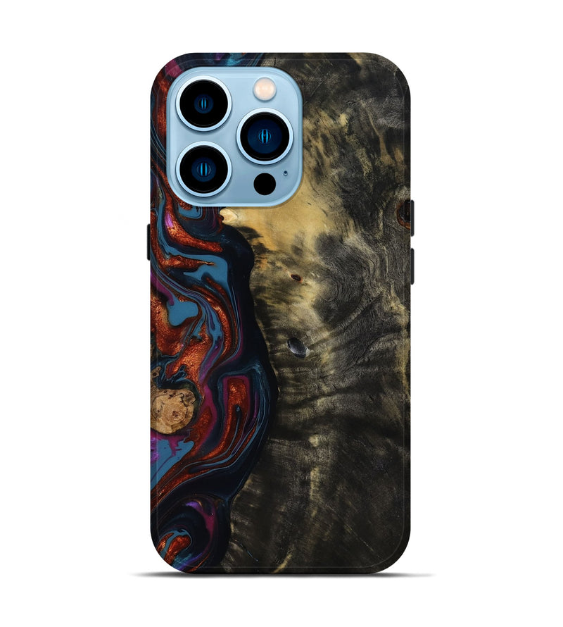 iPhone 14 Pro Wood Live Edge Phone Case - Michele (Blue, 818918)