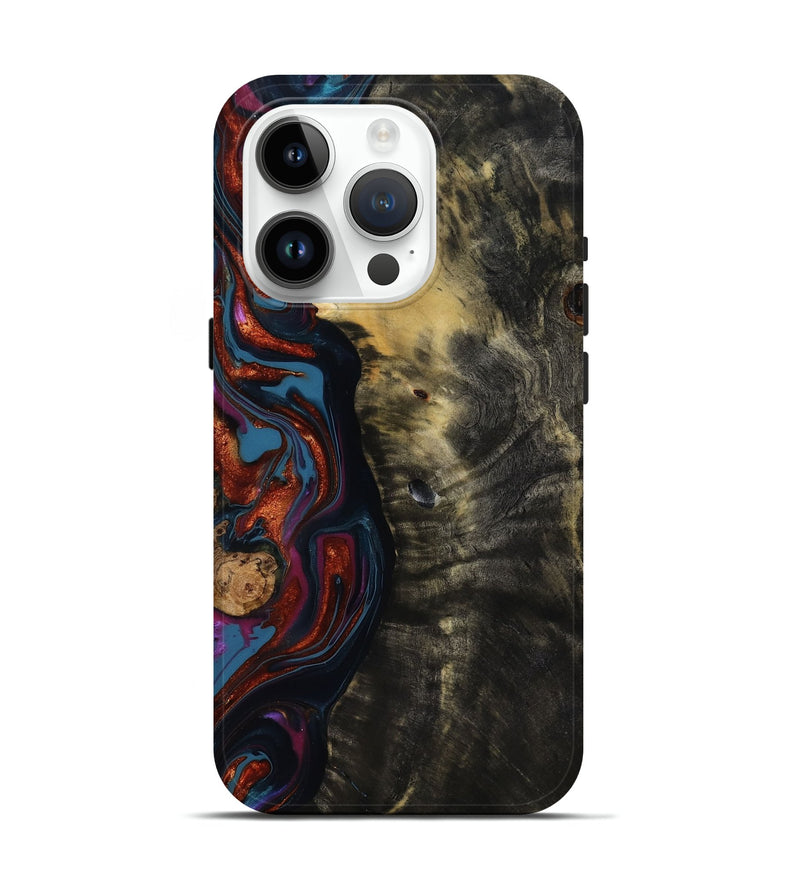 iPhone 15 Pro Wood Live Edge Phone Case - Michele (Blue, 818918)