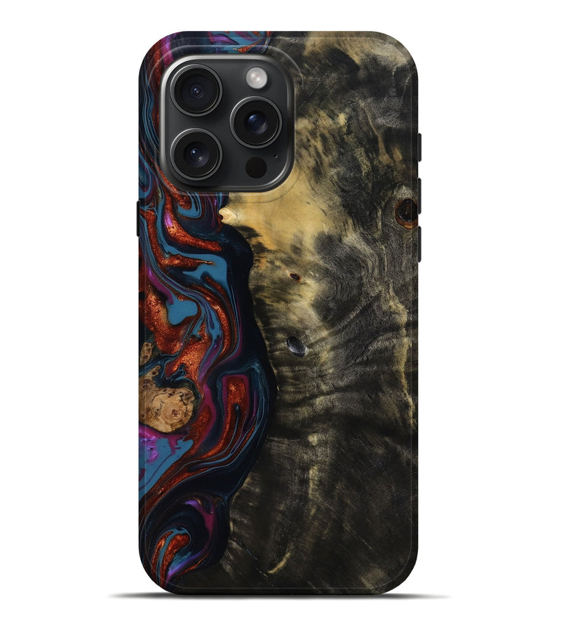 iPhone 16 Pro Max Wood Live Edge Phone Case - Michele (Blue, 818918)
