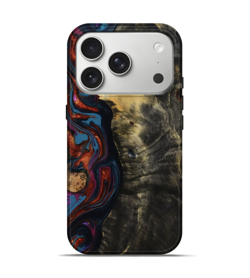 iPhone 17 Pro Wood Live Edge Phone Case - Michele (Blue, 818918)