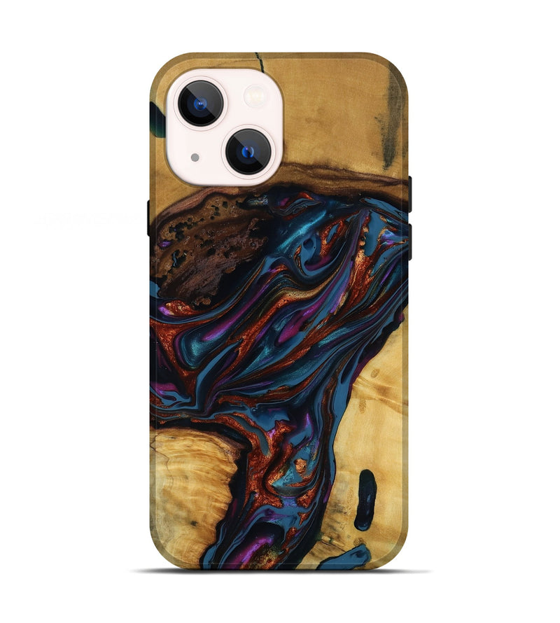 iPhone 13 Wood Live Edge Phone Case - Maisie (Blue, 818919)