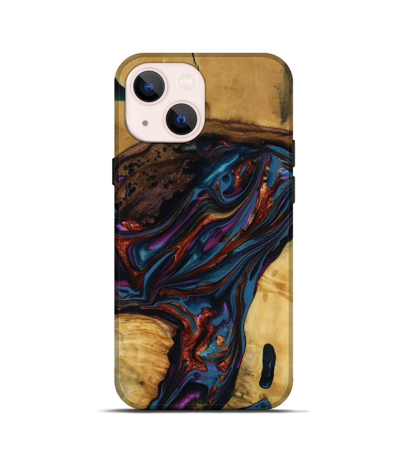 iPhone 13 mini Wood Live Edge Phone Case - Maisie (Blue, 818919)