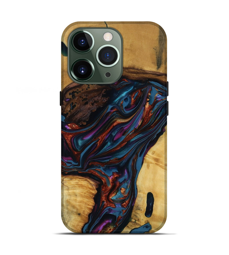 iPhone 13 Pro Wood Live Edge Phone Case - Maisie (Blue, 818919)