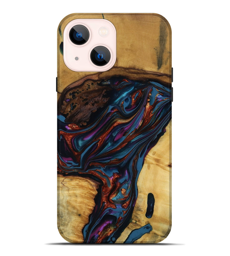 iPhone 14 Plus Wood Live Edge Phone Case - Maisie (Blue, 818919)