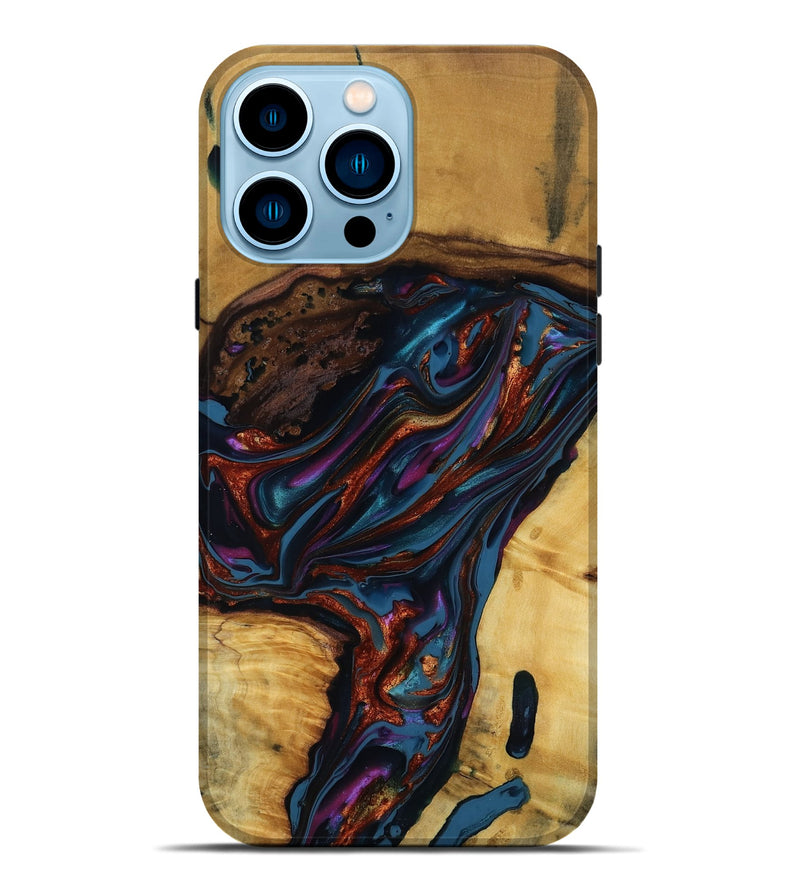 iPhone 14 Pro Max Wood Live Edge Phone Case - Maisie (Blue, 818919)