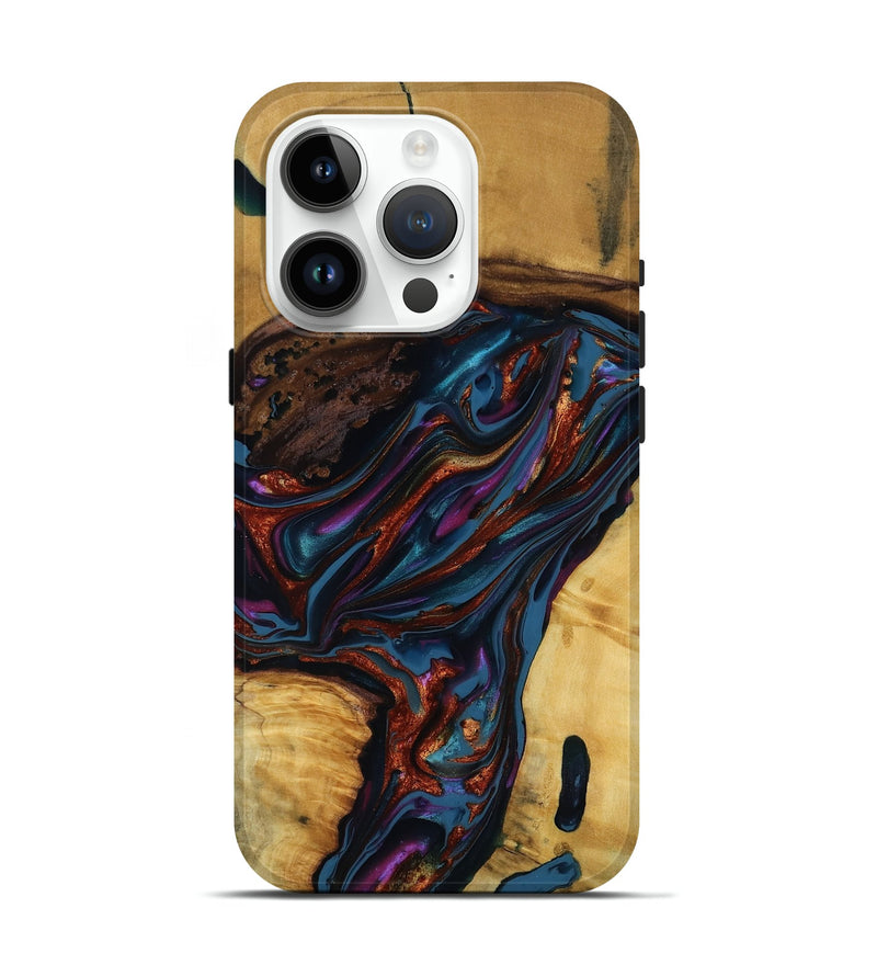 iPhone 15 Pro Wood Live Edge Phone Case - Maisie (Blue, 818919)