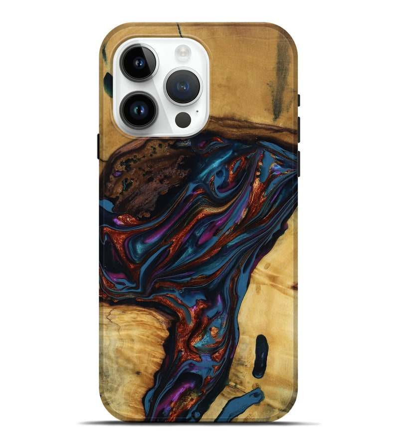 iPhone 15 Pro Max Wood Live Edge Phone Case - Maisie (Blue, 818919)