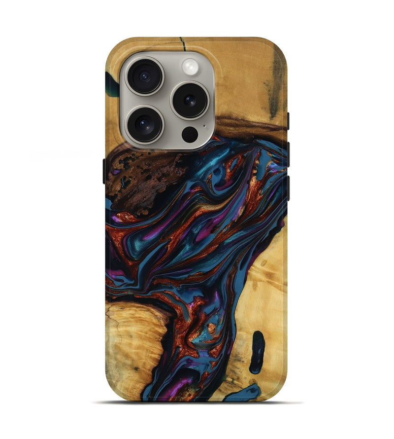 iPhone 16 Pro Wood Live Edge Phone Case - Maisie (Blue, 818919)