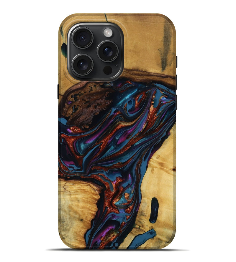iPhone 16 Pro Max Wood Live Edge Phone Case - Maisie (Blue, 818919)