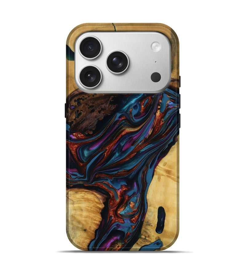 iPhone 17 Pro Wood Live Edge Phone Case - Maisie (Blue, 818919)