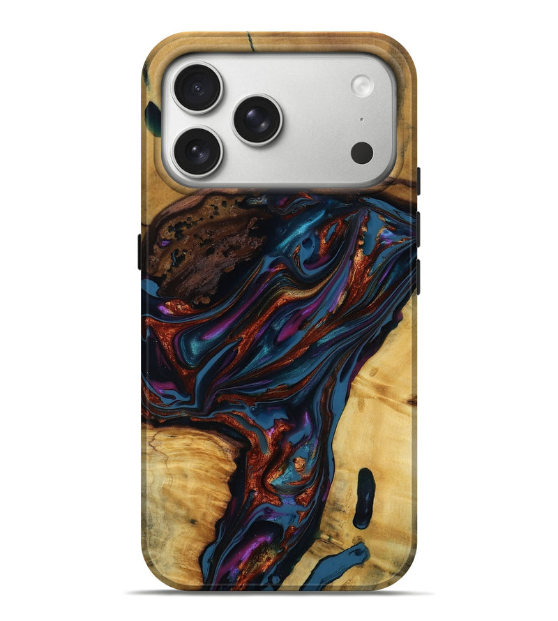 iPhone 17 Pro Max Wood Live Edge Phone Case - Maisie (Blue, 818919)