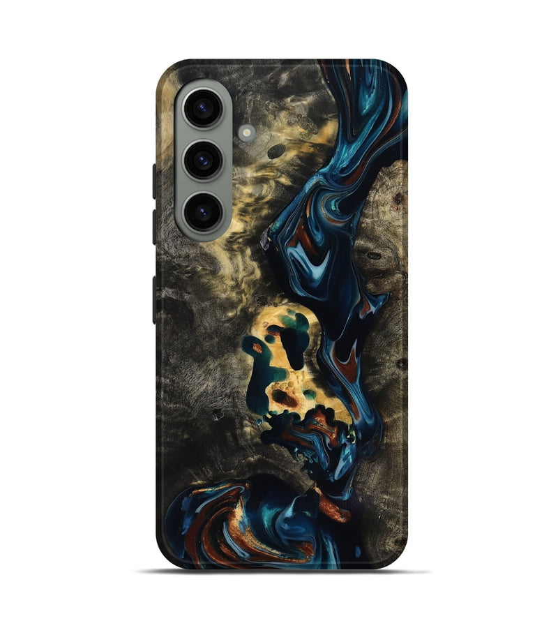 Galaxy S24 Wood Live Edge Phone Case - Memphis (Teal & Gold, 818920)