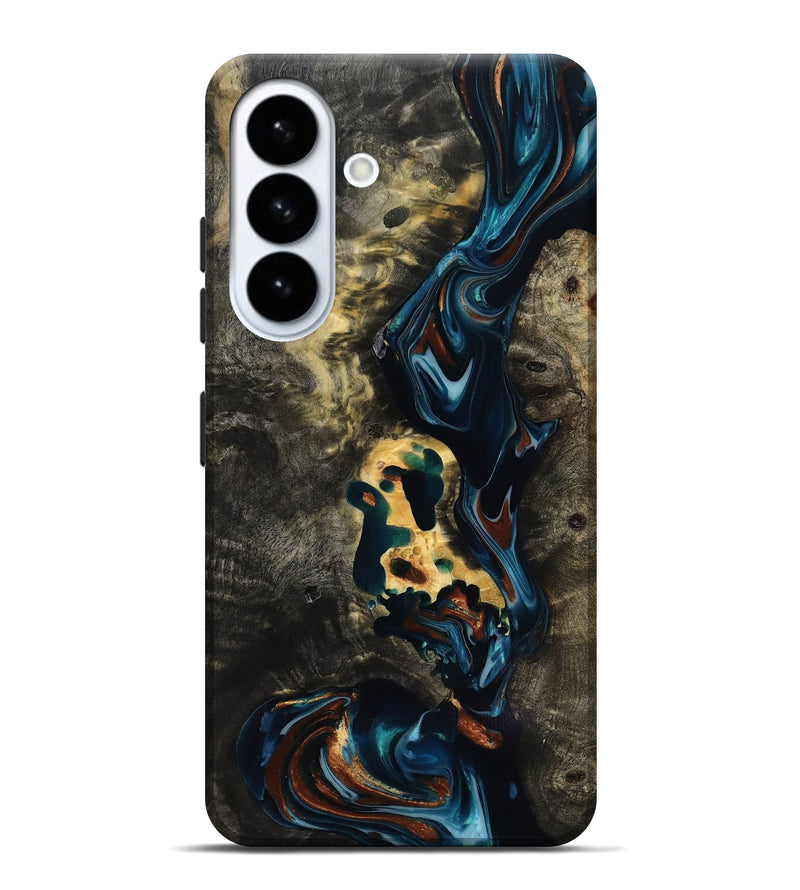 Galaxy S26 Plus Wood Live Edge Phone Case - Memphis (Teal & Gold, 818920)