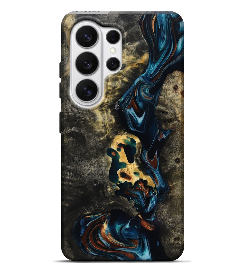 Galaxy S26 Ultra Wood Live Edge Phone Case - Memphis (Teal & Gold, 818920)