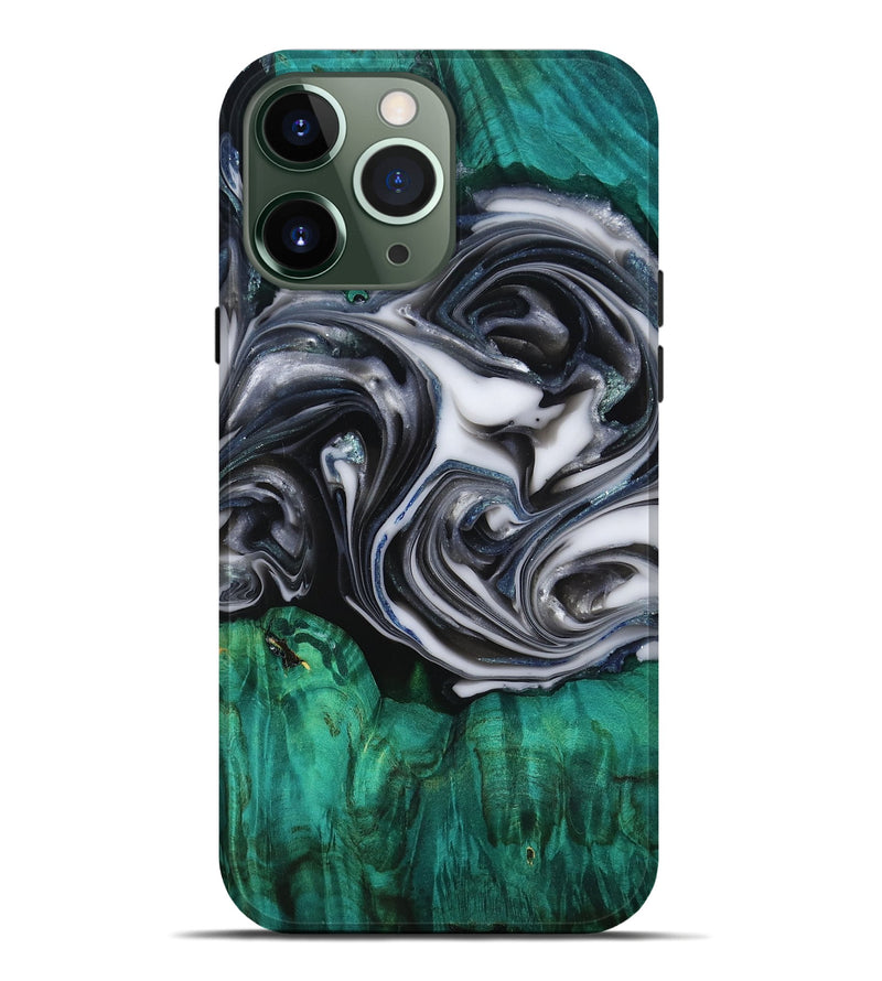 iPhone 13 Pro Max Wood Live Edge Phone Case - Emir (Black & White, 818921)