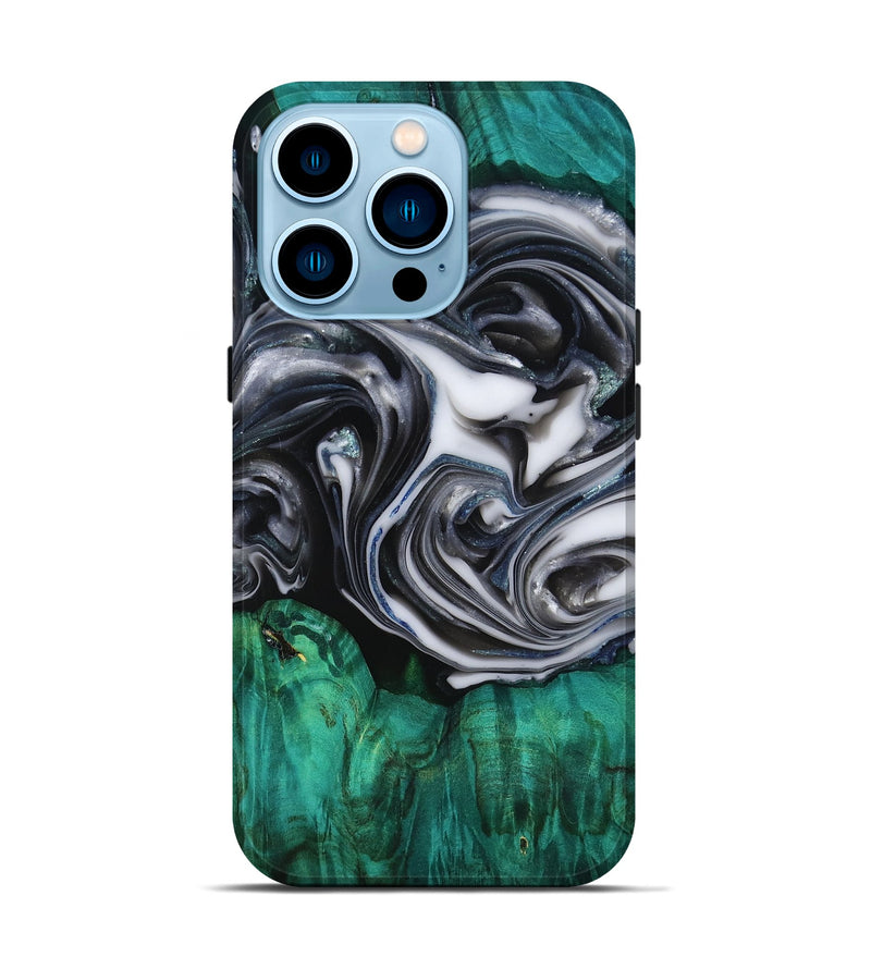iPhone 14 Pro Wood Live Edge Phone Case - Emir (Black & White, 818921)