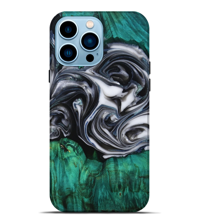 iPhone 14 Pro Max Wood Live Edge Phone Case - Emir (Black & White, 818921)