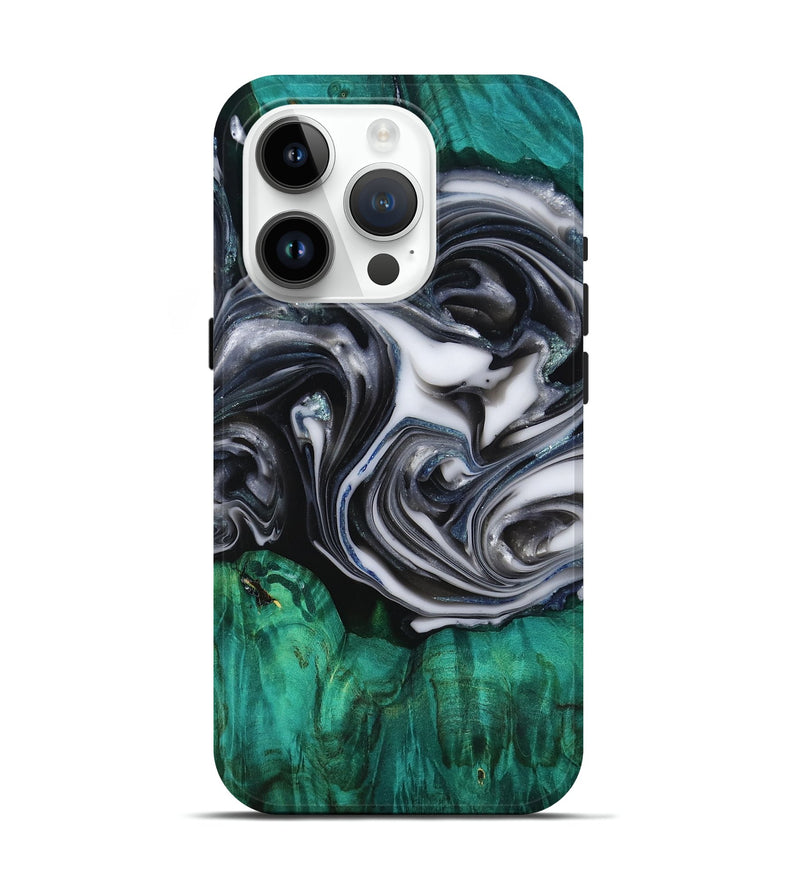 iPhone 15 Pro Wood Live Edge Phone Case - Emir (Black & White, 818921)