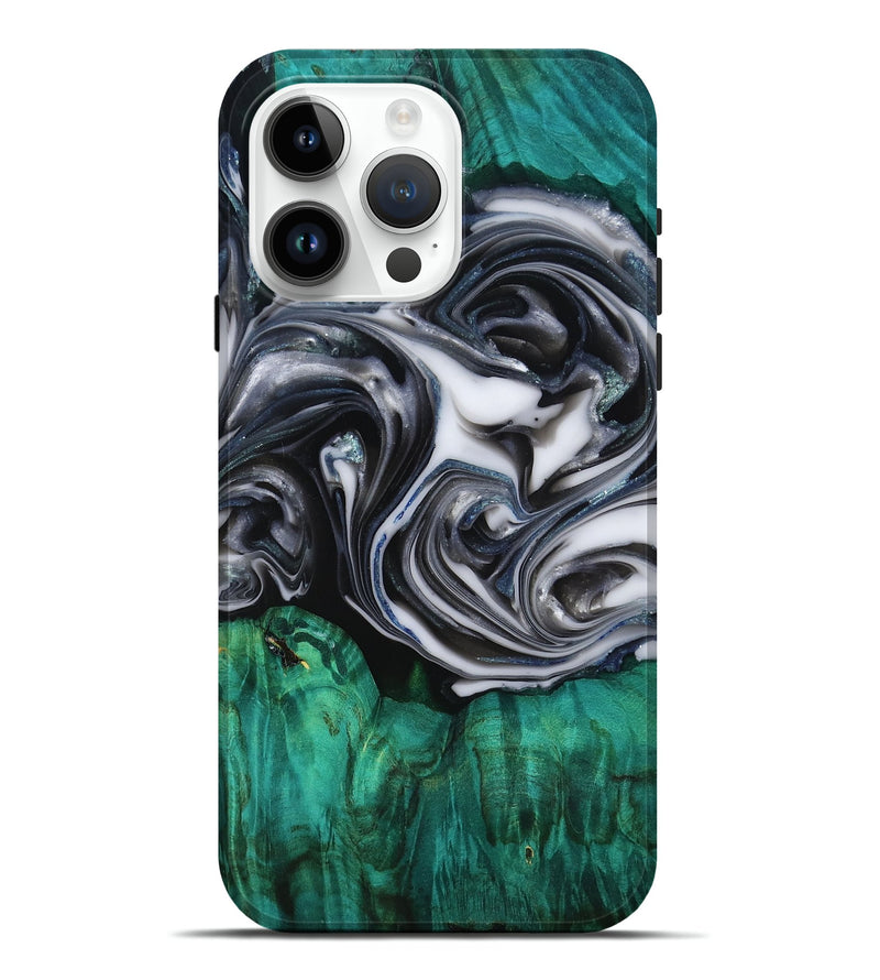 iPhone 15 Pro Max Wood Live Edge Phone Case - Emir (Black & White, 818921)