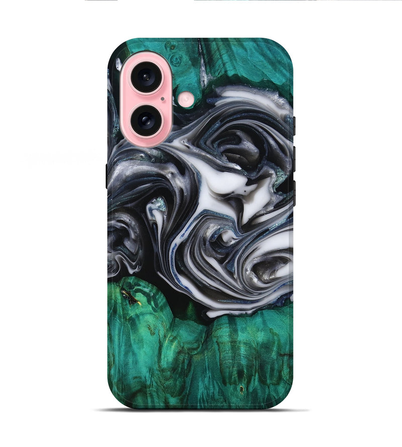 iPhone 16 Wood Live Edge Phone Case - Emir (Black & White, 818921)