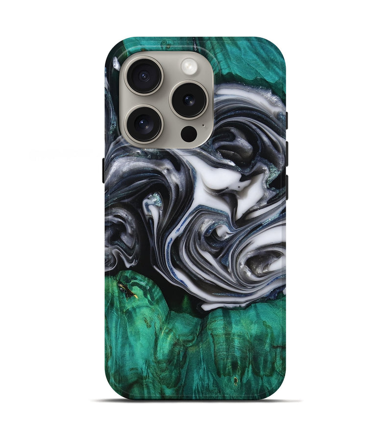 iPhone 16 Pro Wood Live Edge Phone Case - Emir (Black & White, 818921)