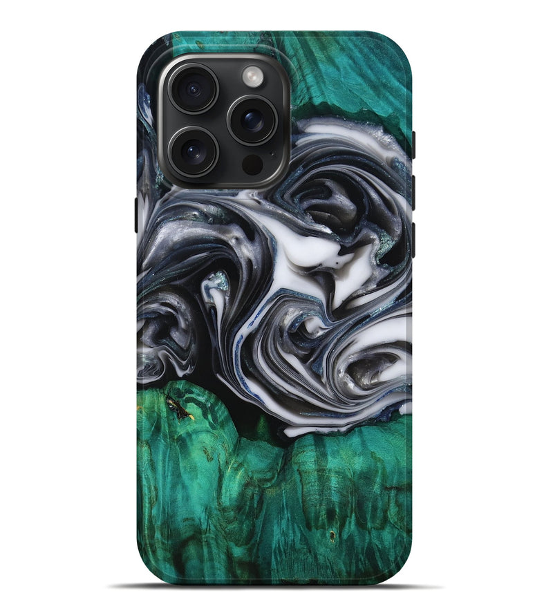 iPhone 16 Pro Max Wood Live Edge Phone Case - Emir (Black & White, 818921)