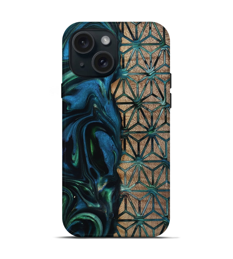 iPhone 15 Wood Live Edge Phone Case - Frida (Pattern, 818929)