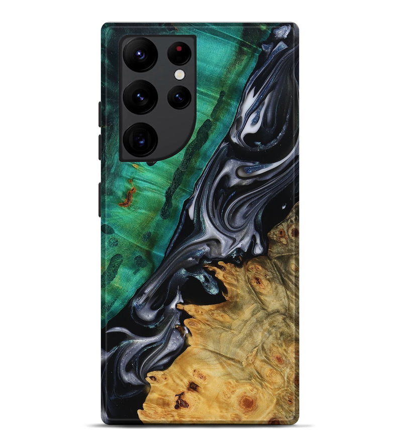 Galaxy S22 Ultra Wood Live Edge Phone Case - Mara (Black & White, 818930)
